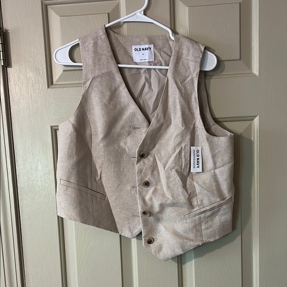 Old Navy Light Tan Button-Up Vest